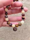 Bracelet Signe Astrologique Capricorne – Jade Jaune, Œil de Tigre ; Jaspe Léopard ♑