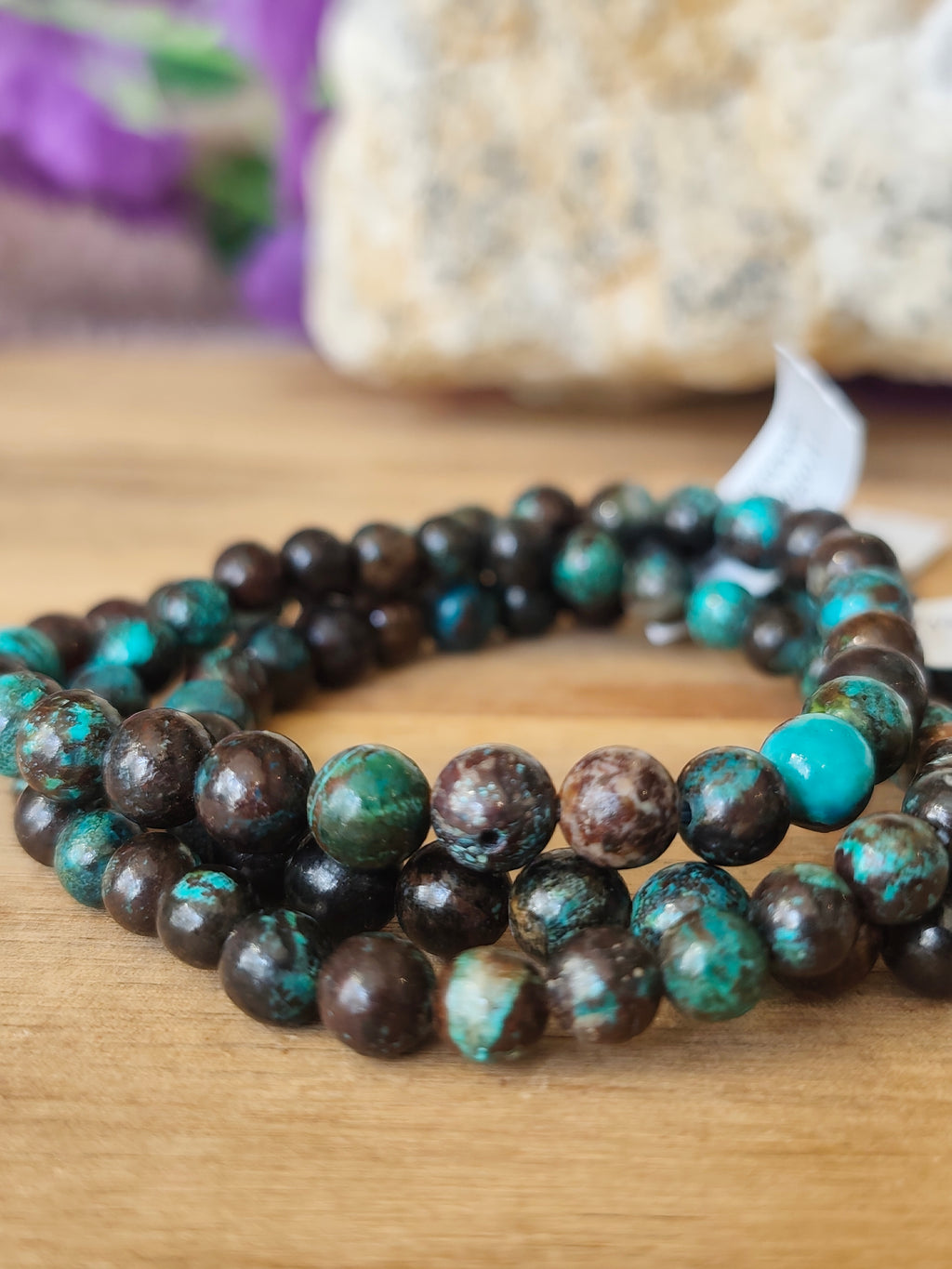 Bracelet Chrysocolle du Congo - 6mm A+