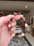 Bracelet Jaspe Léopard • Œil de Taureau • Opale Rose