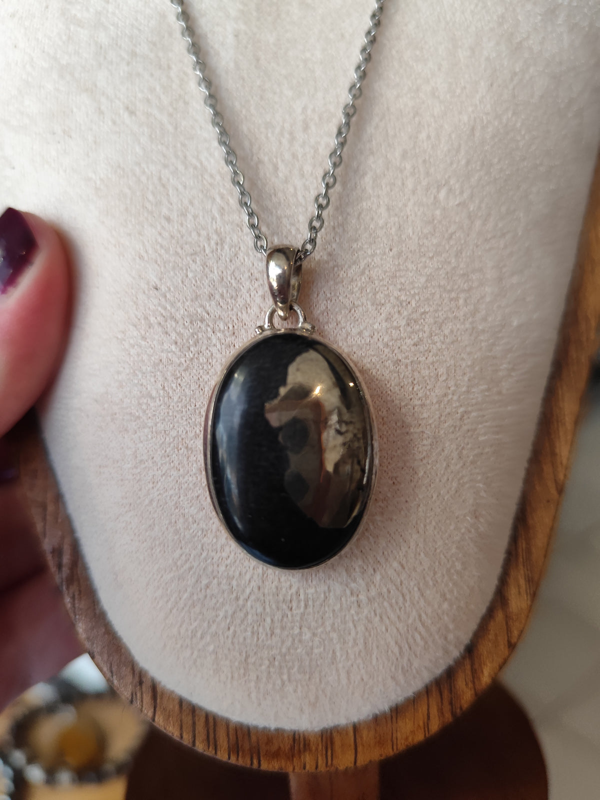 Pendentif Pyrite sur Magnétite en Argent – Pièce Unique