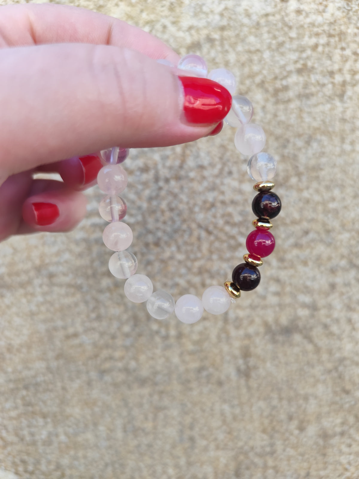 Bracelet “Déchaîne les passions” 🔥 Rubis chauffé, grenat & quartz rose