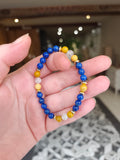 Bracelet Nuit Solaire – Lapis-lazuli, Jaspe Mokaïte Jaune & Cristal de Roche / 6 mm