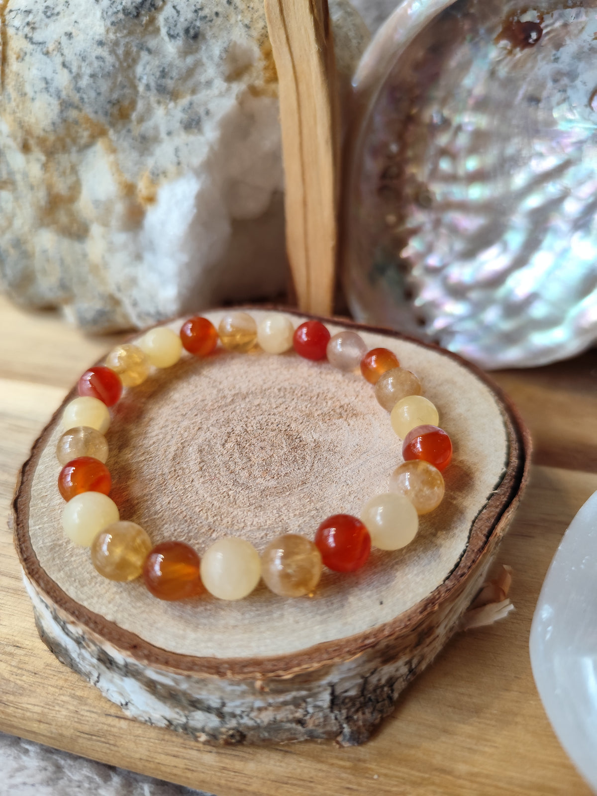 Shoot d’Adrénaline – Bracelet Cornaline, Citrine & Calcite Orange | Collection Œil de Luna
