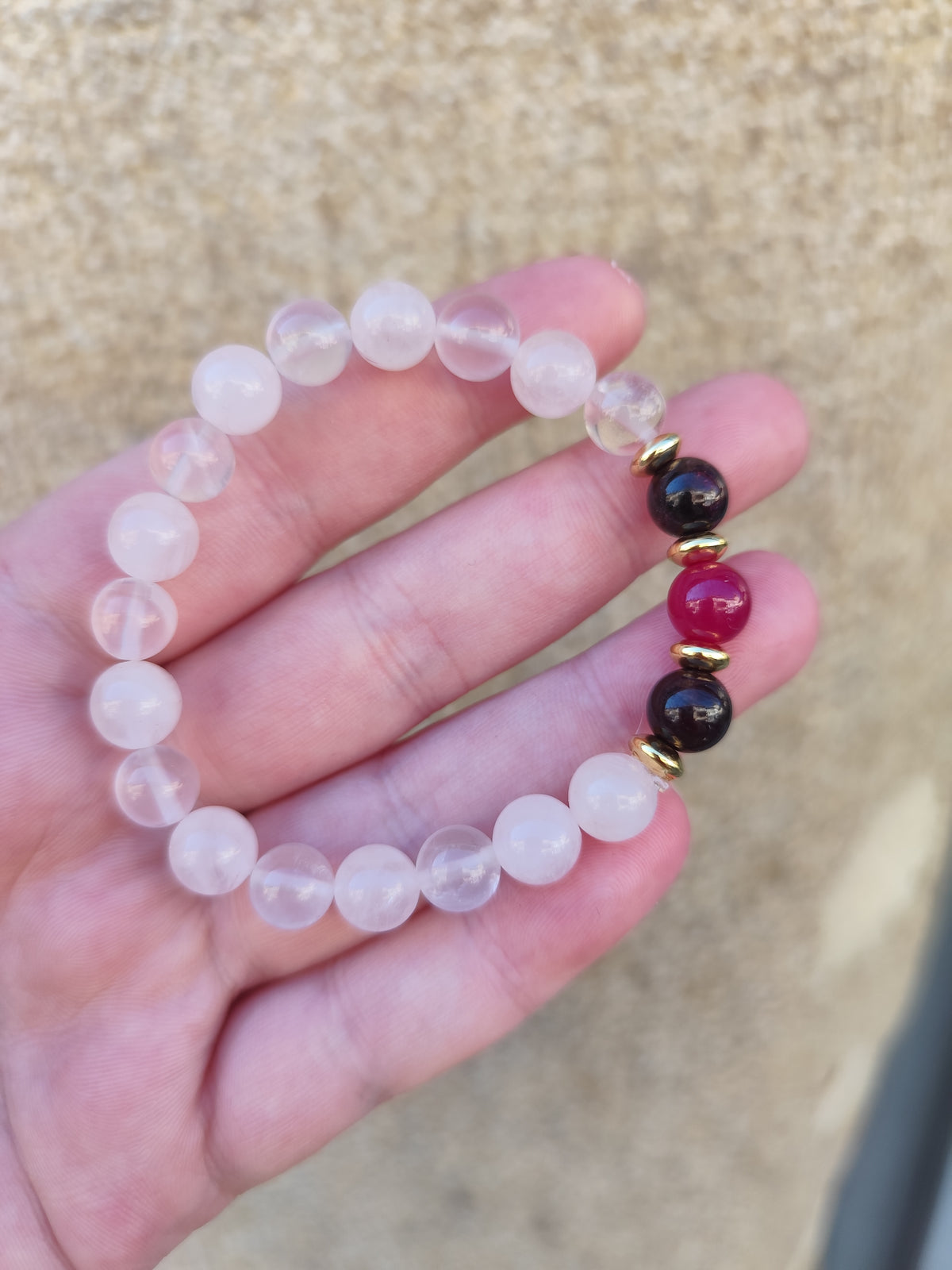 Bracelet “Déchaîne les passions” 🔥 Rubis chauffé, grenat & quartz rose
