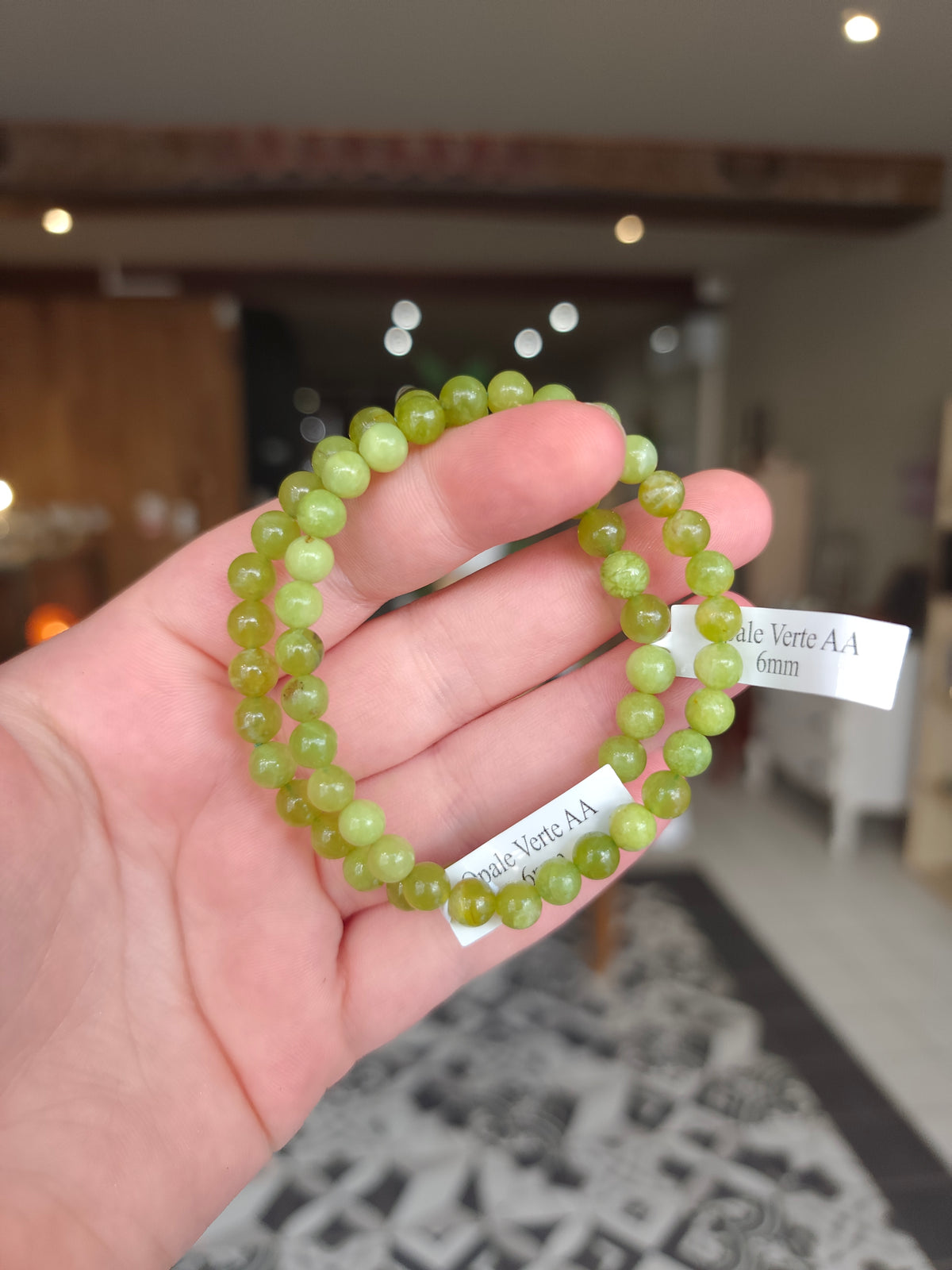 Bracelet Opale verte AA – 6 mm
