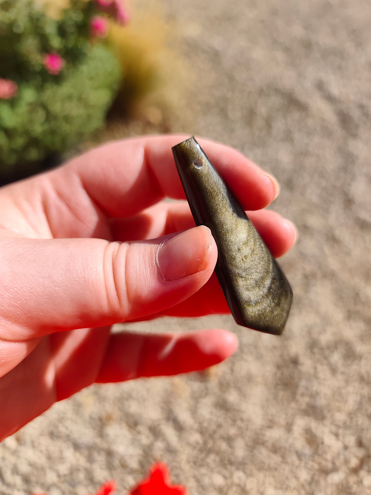 Pendentif pointe en Obsidienne Œil Doré — Pièce unique