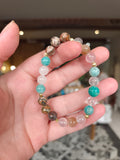 Bracelet Devenir Soi – Amazonite, Cristal de Roche, Quartz Rose, Pierre de Lune & Jaspe Léopard