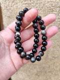 Bracelet Obsidienne Argentée – Pierre de protection, ancrage et clarté intérieure