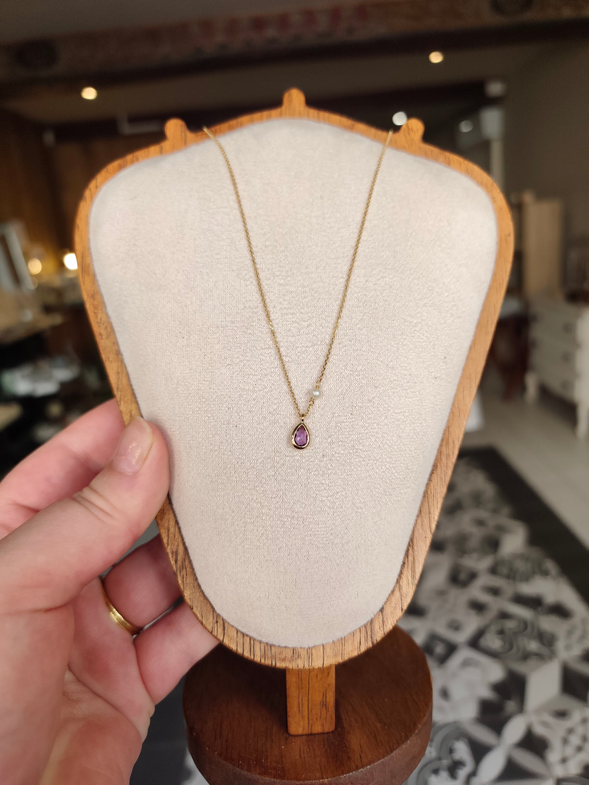 Collier Améthyste & Perle — Argent 925 doré à l’or fin