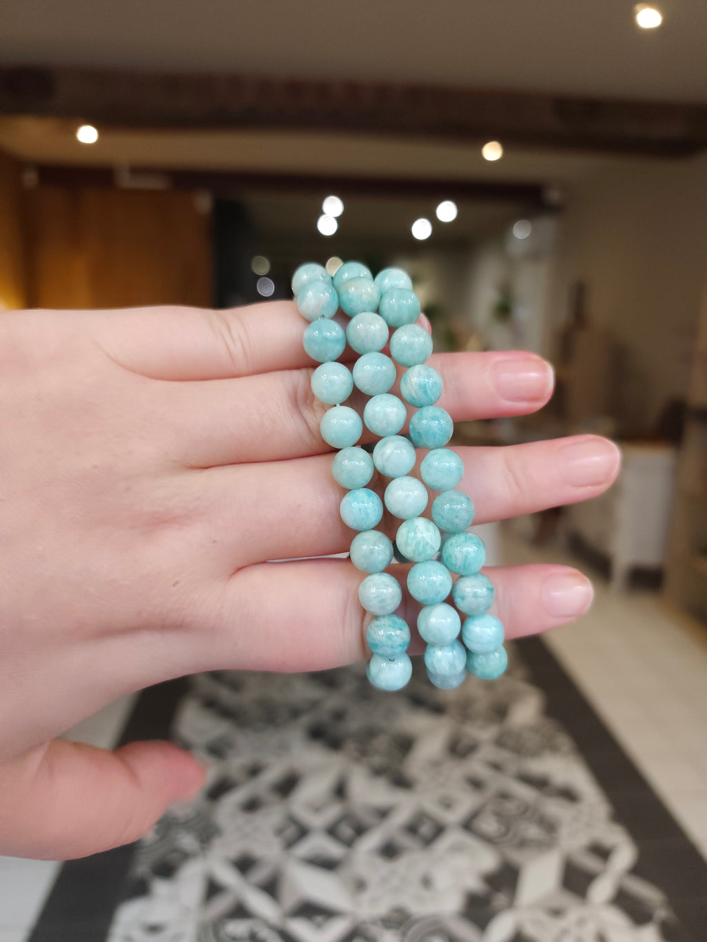 Bracelet en Amazonite du Pérou – Perles 8 mm