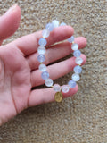 Bracelet Vierge Marie – Calcédoine et Sélénite | Création artisanale