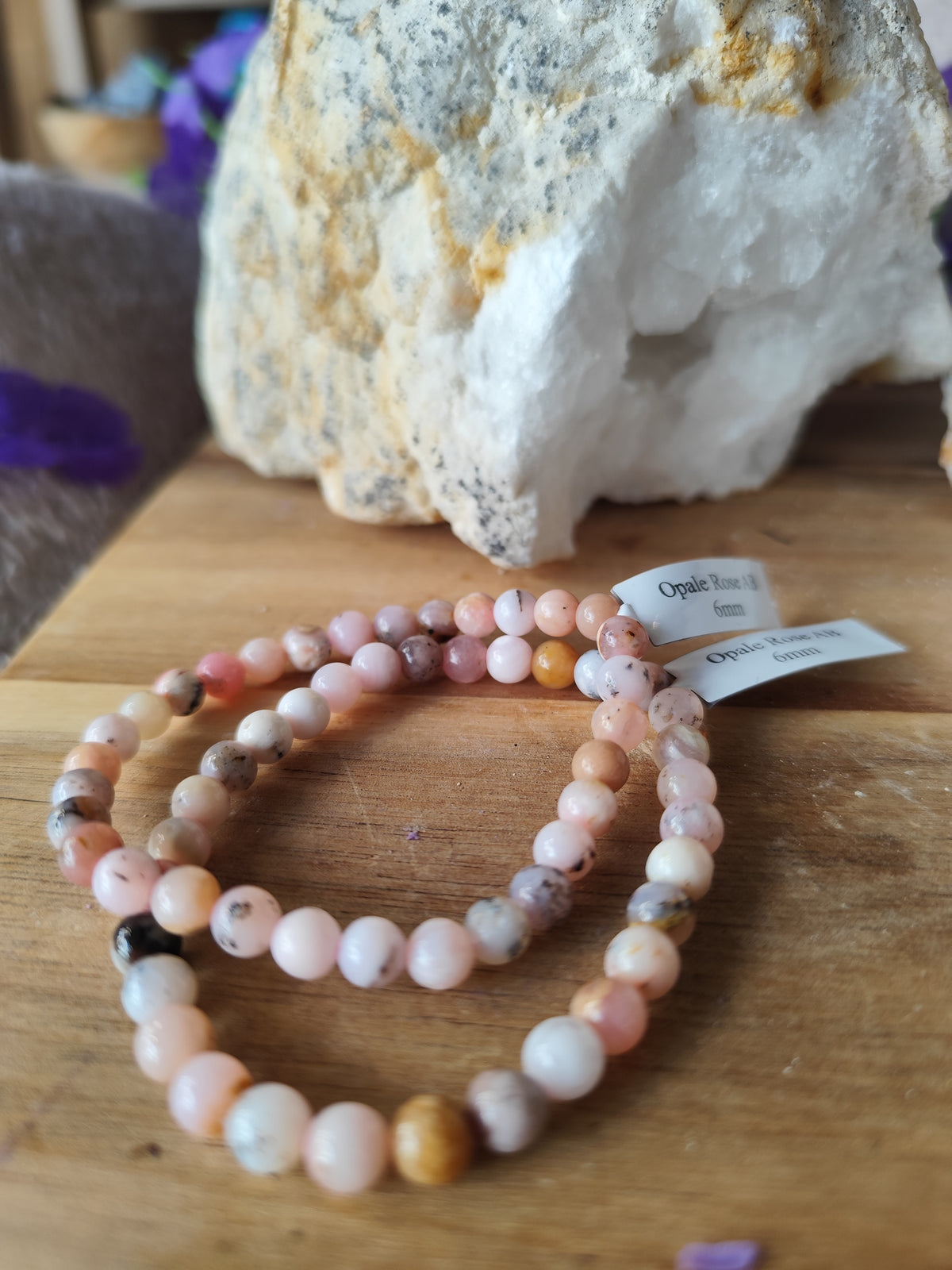 Bracelet Opale Rose Qualité – Douceur, Amour de Soi & Équilibre Émotionnel / 6 mm
