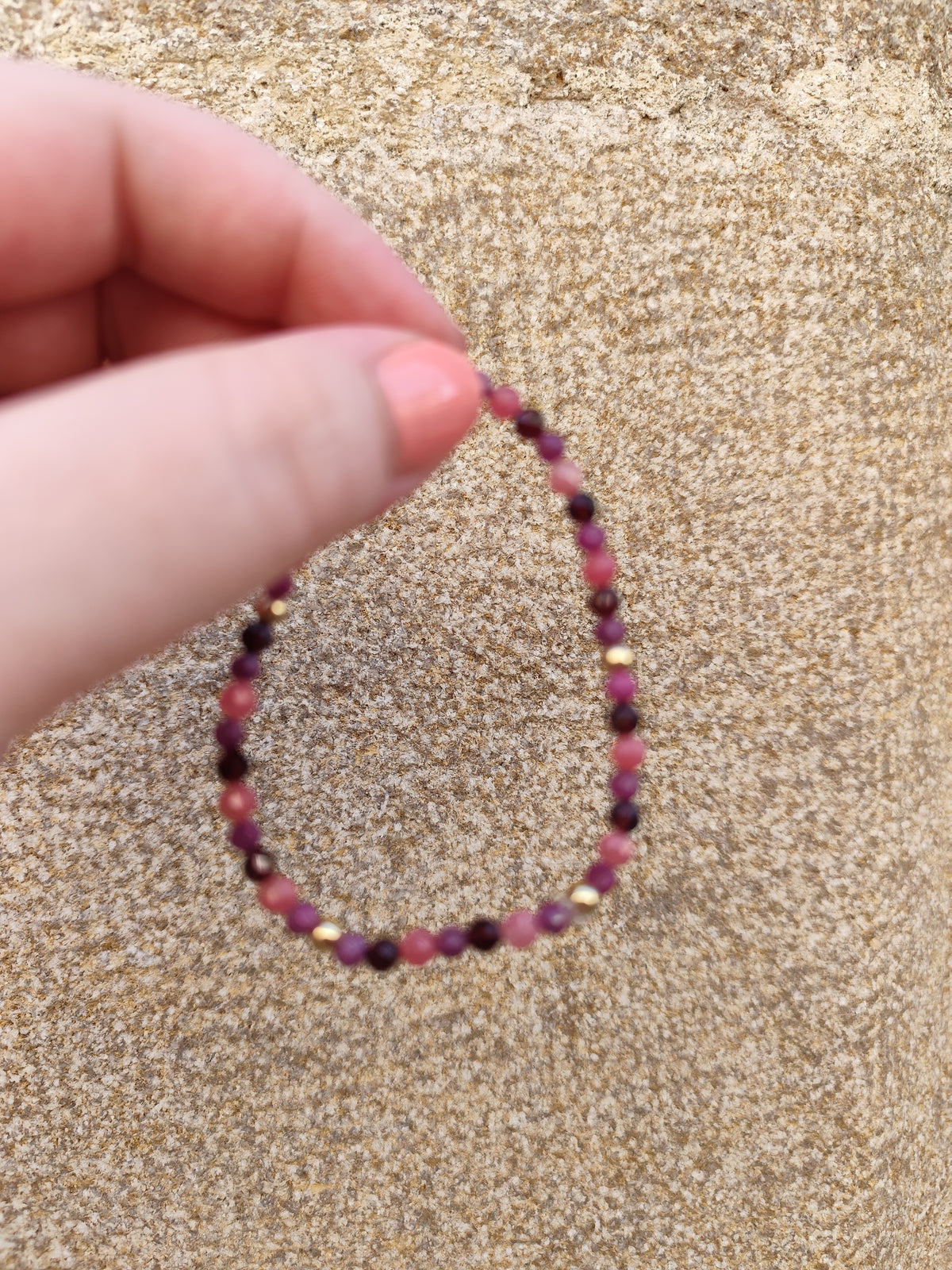 Ember Love — Bracelet Grenat, Rubis & Tourmaline Rose 4 mm