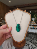 Pendentif en malachite naturelle – Chaîne en acier inoxydable