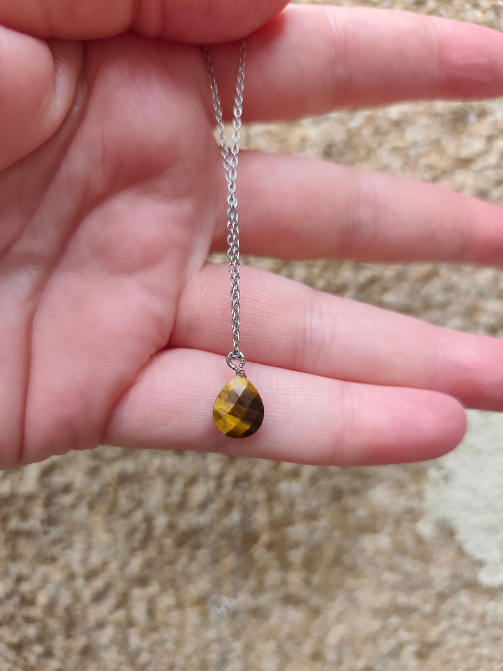 Collier Œil de Tigre Naturel – Argent 925 Poinçonné