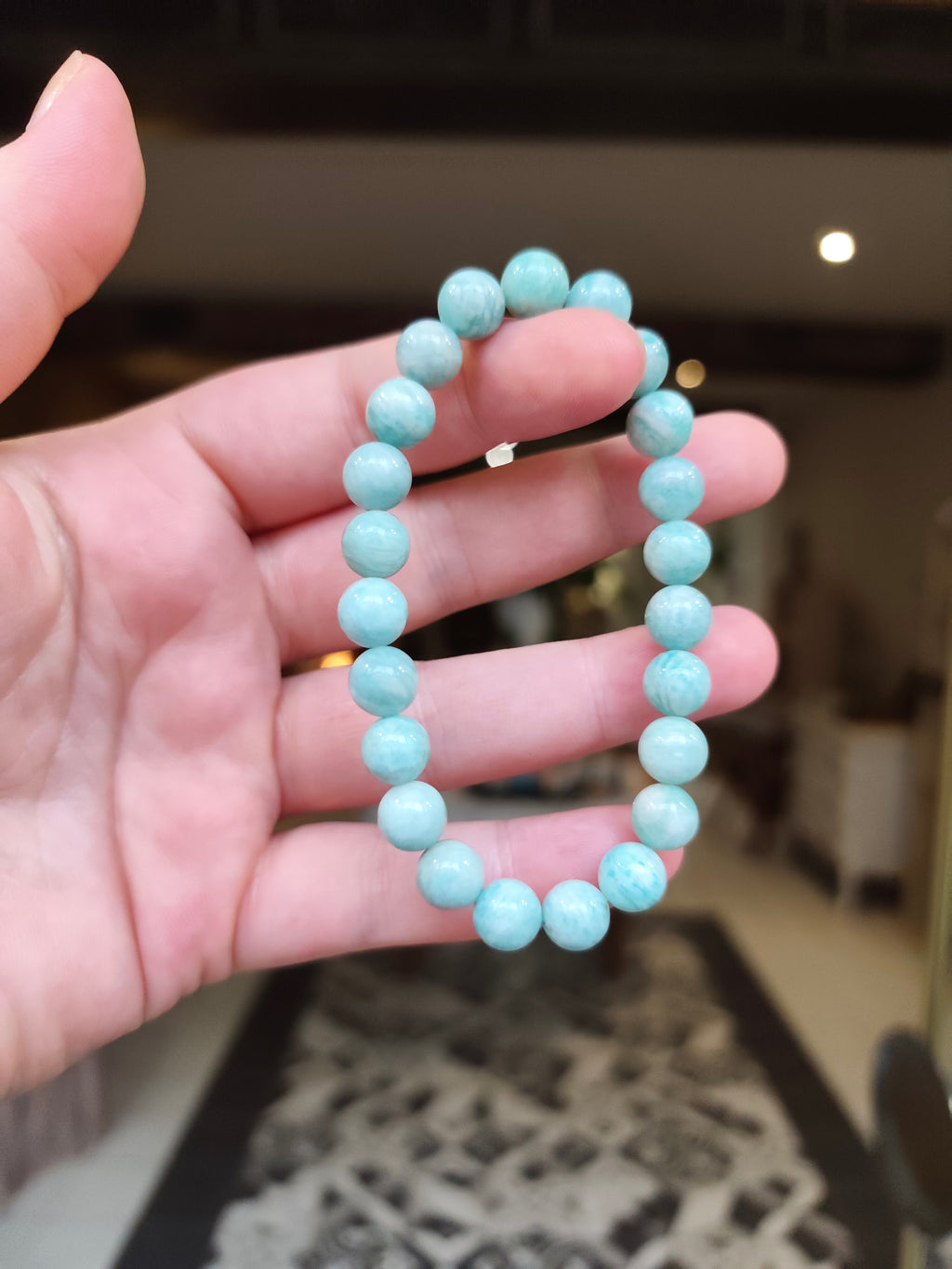Bracelet en Amazonite du Pérou – Perles 8 mm