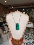 Pendentif en malachite naturelle – Chaîne en acier inoxydable