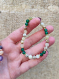 💚 Bracelet " Borderline" Jade de Chine, Agate Verte & Corail – Équilibre & Énergie Contrastée