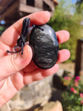 Pendentif Obsidienne argentée — Pièce unique