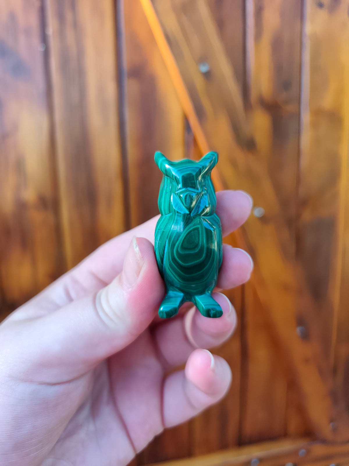 Grand-duc en pierre naturelle – taillé à la main -  Malachite