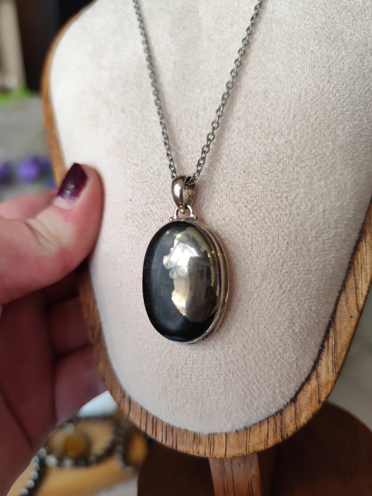 Pendentif Pyrite sur Magnétite en Argent – Pièce Unique