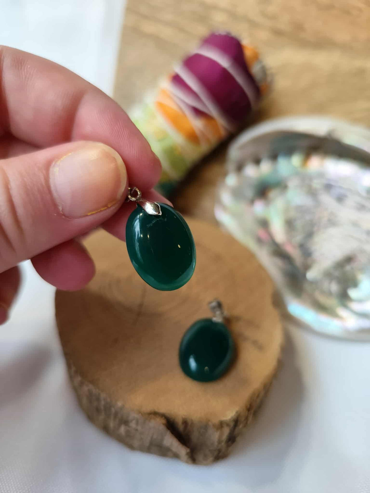 Pendentif quart vert