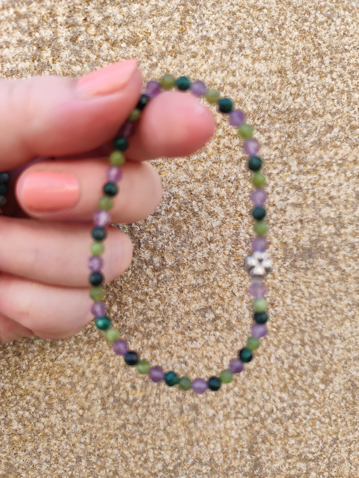 Bracelet Forest – 4 mm | Malachite, Serpentine & Améthyste