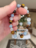 Bracelet Éponine — Angélite, cristal de roche & œil de tigre