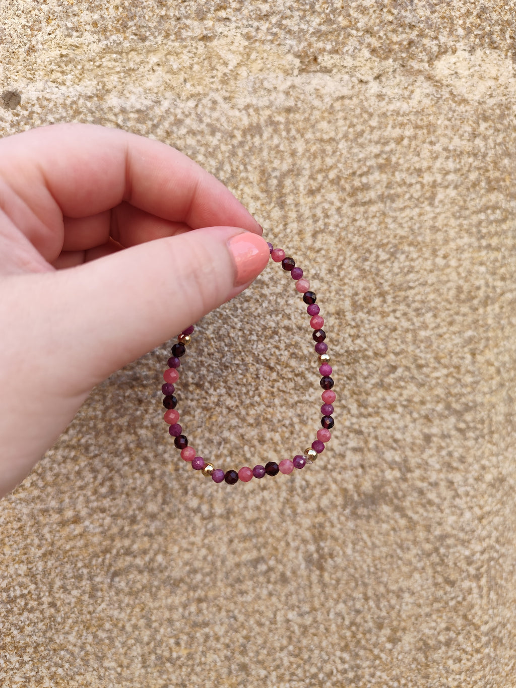 Ember Love — Bracelet Grenat, Rubis & Tourmaline Rose 4 mm