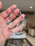 Bracelet Iris — Aigue-marine, Rubis, Amazonite, Quartz rose & Calcédoine | Pièce unique - 4 mm
