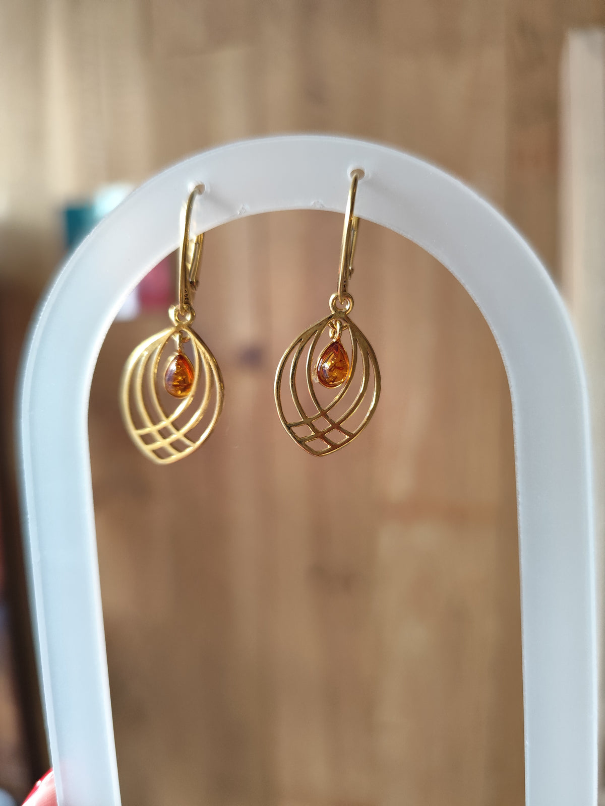 Boucle d'oreille Ambre Argent Patine