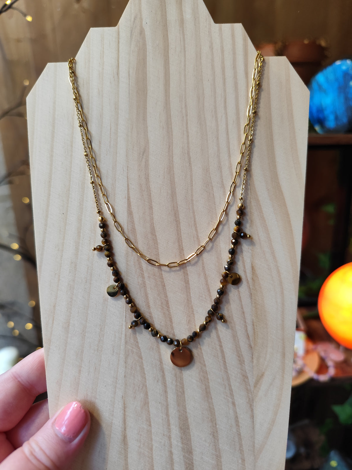 Collier acier inoxydable, tendance, Iris Oeil de tigre
